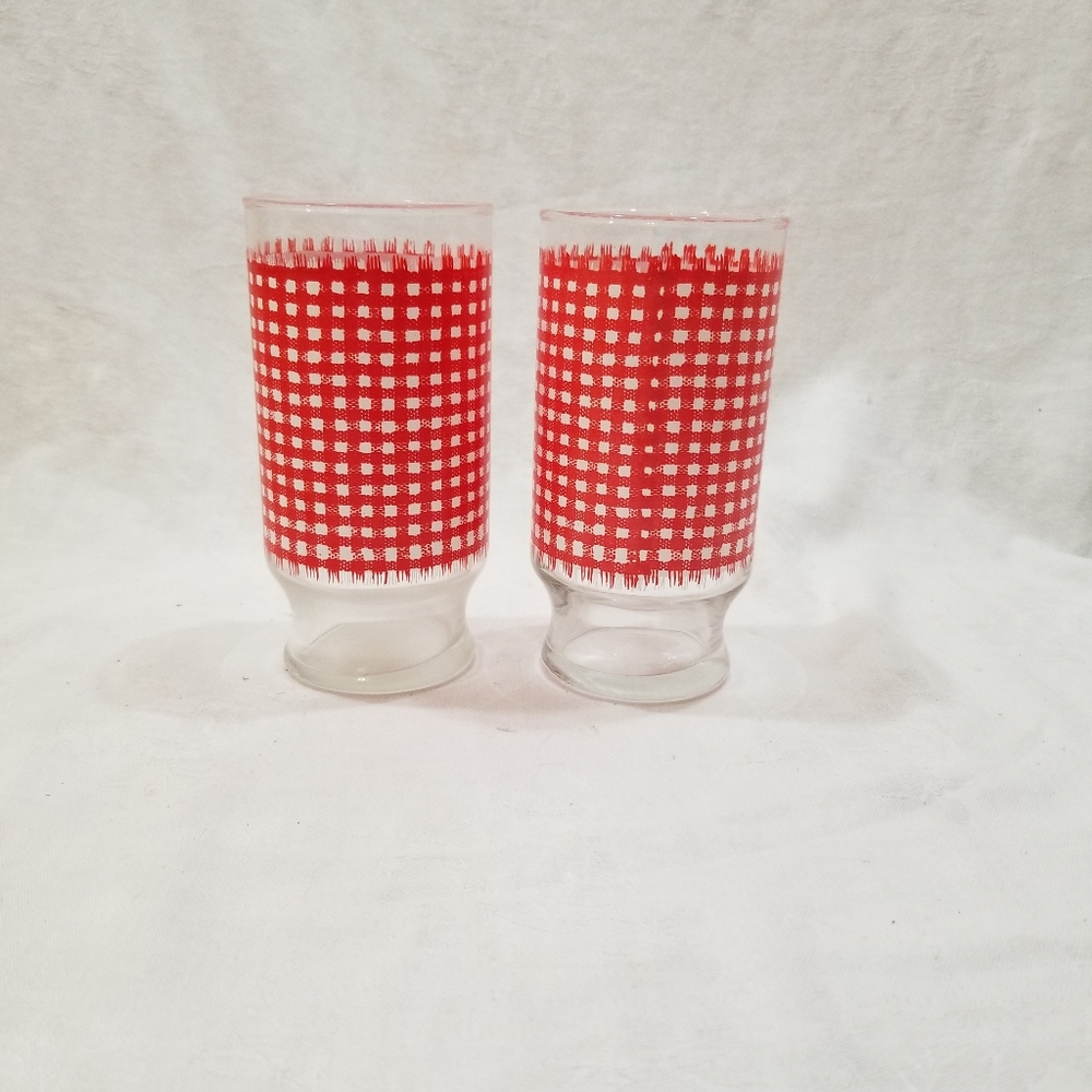 Vintage Libbey Gingham Glasses